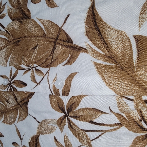 Express Brown and White Casual Button Down Shirt with Tropical Print - Picture 4 of 8